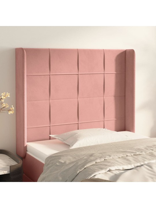 Čelo postele typu ušák růžové 93x16x118/128 cm samet