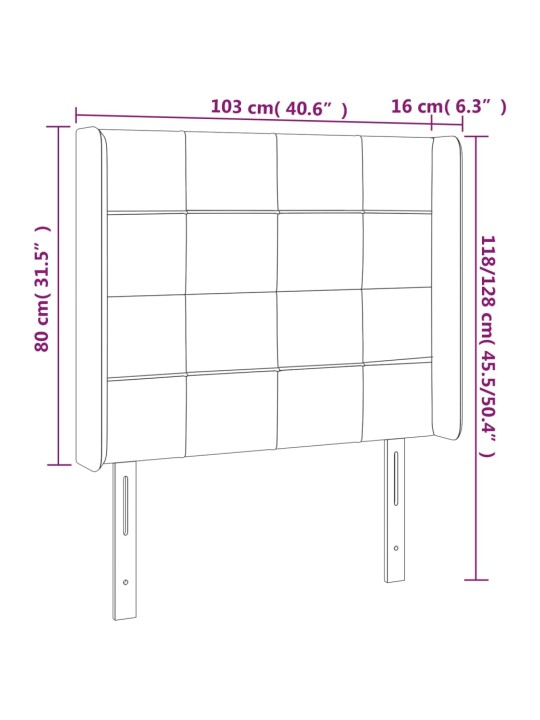 Čelo postele typu ušák tmavě šedé 103x16x118/128 cm samet