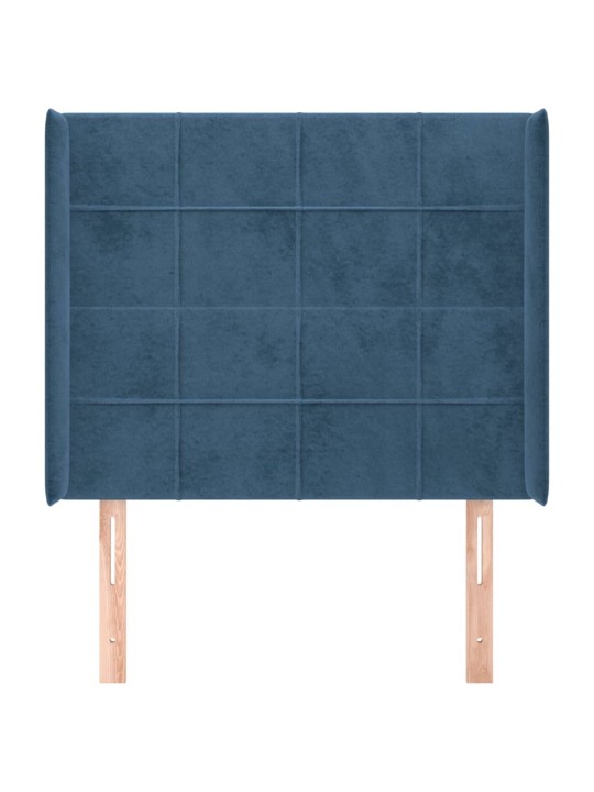 Čelo postele typu ušák tmavě modrá 103x16x118/128 cm samet