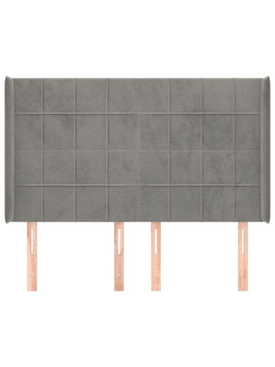 Čelo postele typu ušák světle šedé 147x16x118/128 cm samet
