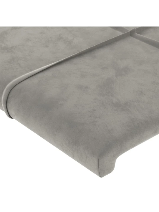 Čelo postele typu ušák světle šedé 147x16x118/128 cm samet