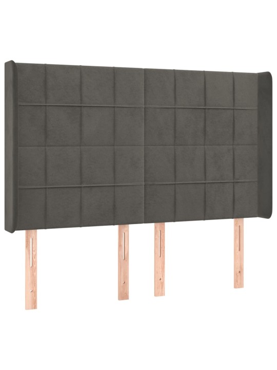 Čelo postele typu ušák tmavě šedé 147x16x118/128 cm samet