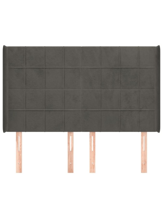 Čelo postele typu ušák tmavě šedé 147x16x118/128 cm samet