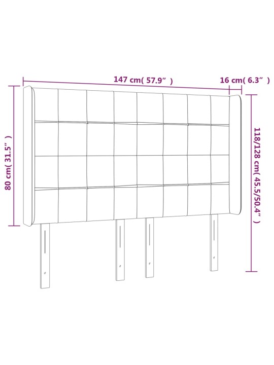 Čelo postele typu ušák tmavě šedé 147x16x118/128 cm samet