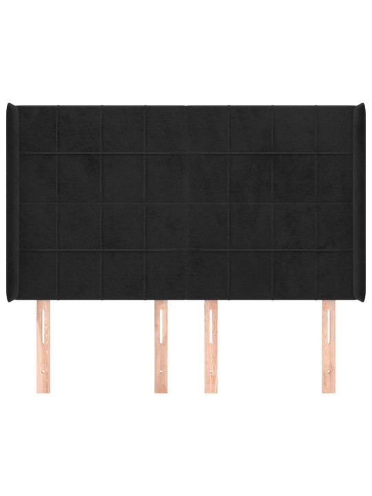 Čelo postele typu ušák černé 147x16x118/128 cm samet