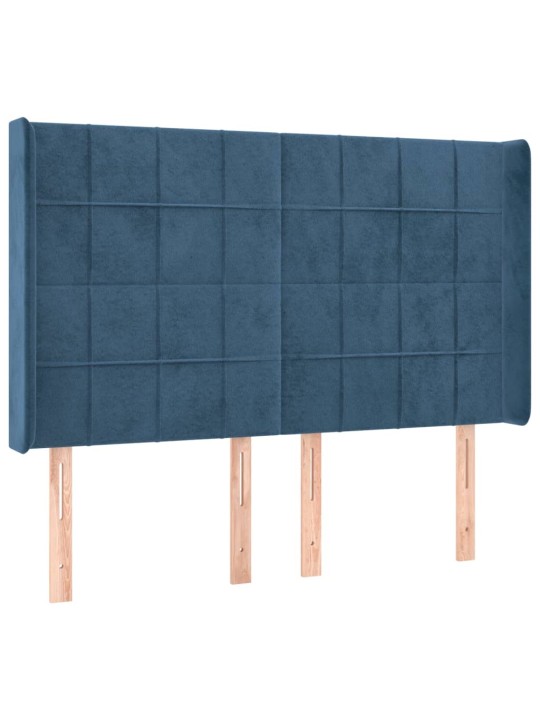Čelo postele typu ušák tmavě modrá 147x16x118/128 cm samet