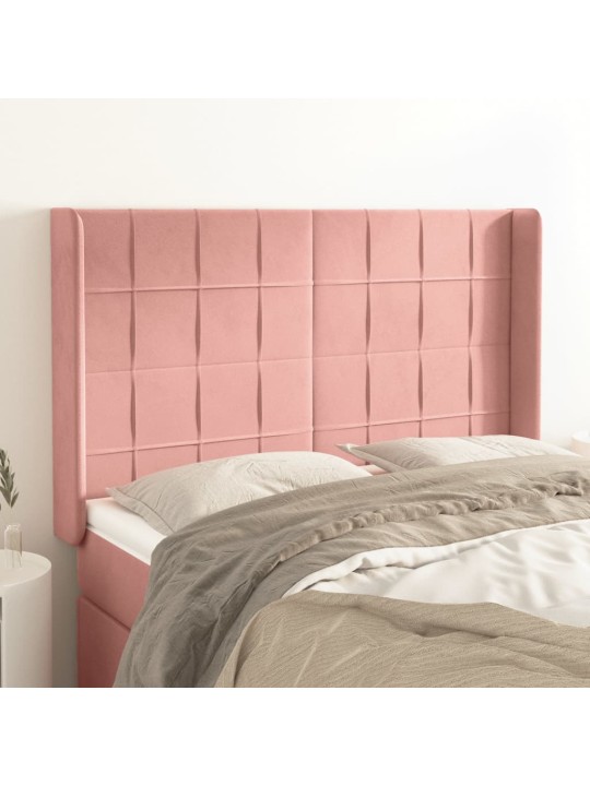 Čelo postele typu ušák růžové 147x16x118/128 cm samet