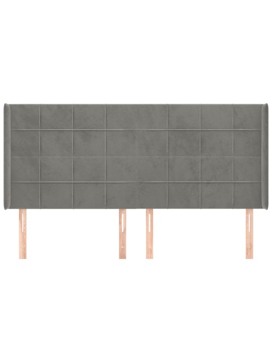 Čelo postele typu ušák světle šedé 163x16x118/128 cm samet