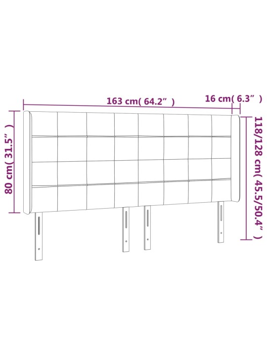 Čelo postele typu ušák tmavě modrá 163x16x118/128 cm samet