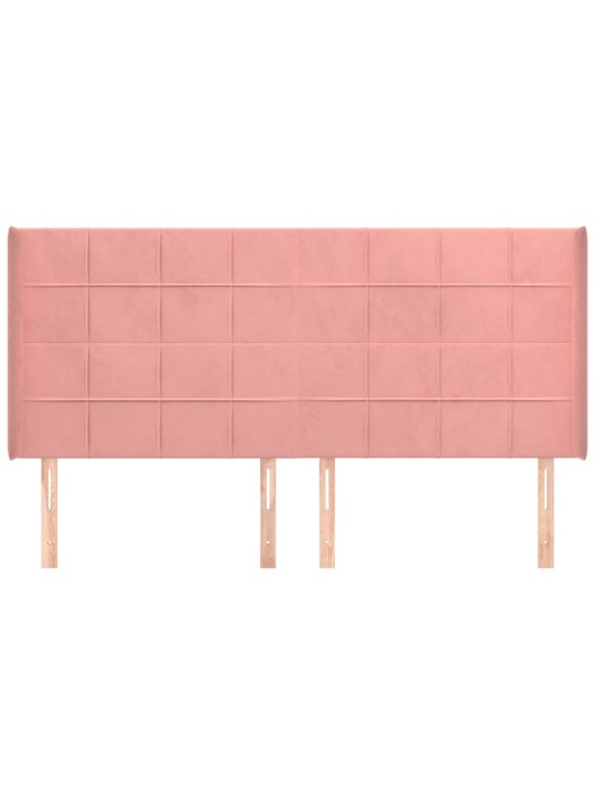 Čelo postele typu ušák růžové 163x16x118/128 cm samet