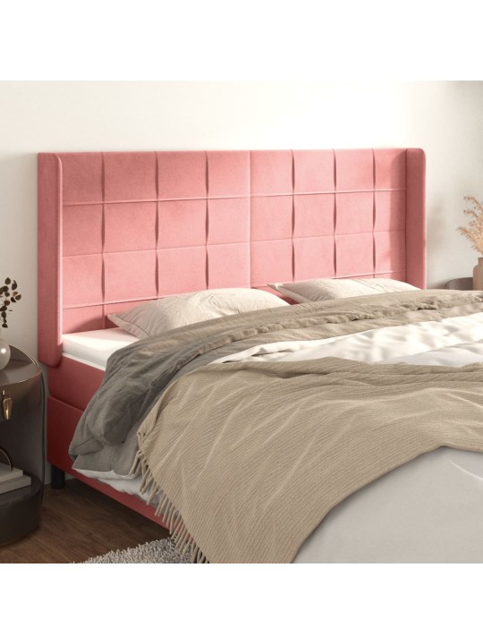 Čelo postele typu ušák růžové 163x16x118/128 cm samet