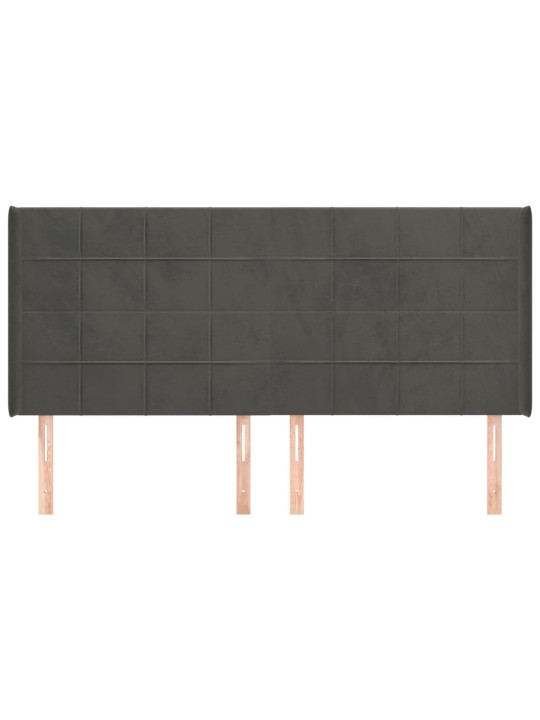 Čelo postele typu ušák tmavě šedé 183x16x118/128 cm samet