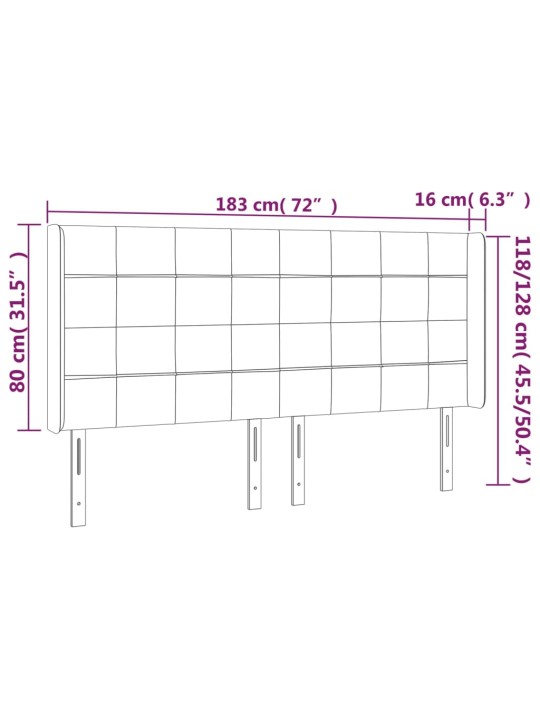 Čelo postele typu ušák tmavě šedé 183x16x118/128 cm samet
