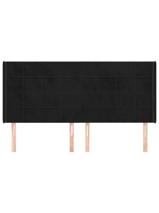 Čelo postele typu ušák černé 183x16x118/128 cm samet