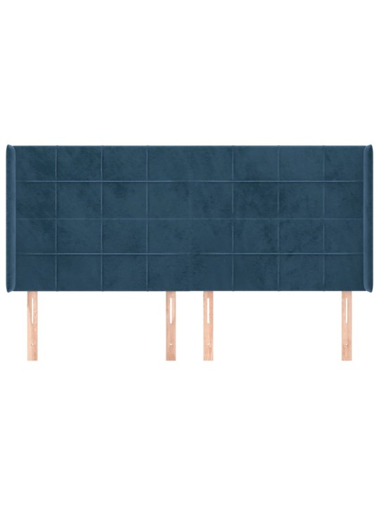 Čelo postele typu ušák tmavě modrá 183x16x118/128 cm samet