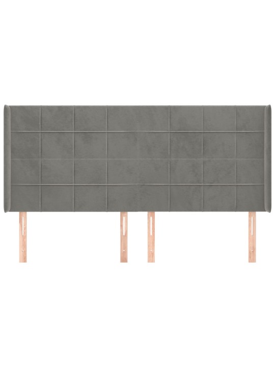 Čelo postele typu ušák světle šedé 203x16x118/128 cm samet