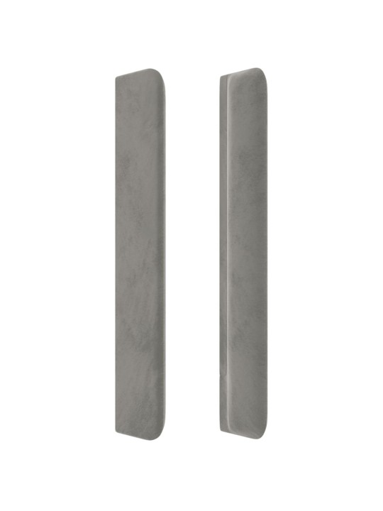Čelo postele typu ušák světle šedé 203x16x118/128 cm samet