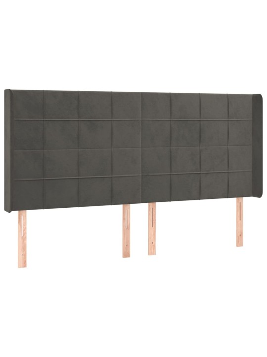 Čelo postele typu ušák tmavě šedé 203x16x118/128 cm samet