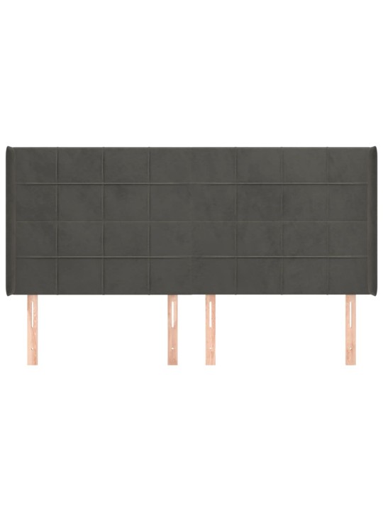 Čelo postele typu ušák tmavě šedé 203x16x118/128 cm samet