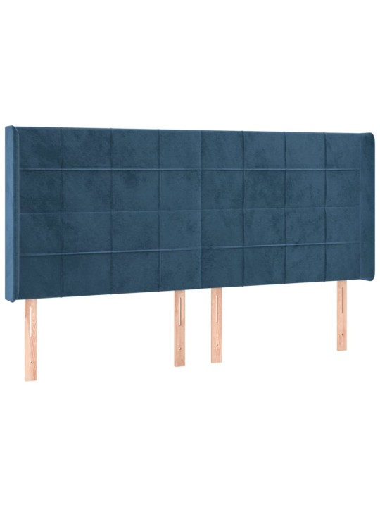 Čelo postele typu ušák tmavě modrá 203x16x118/128 cm samet
