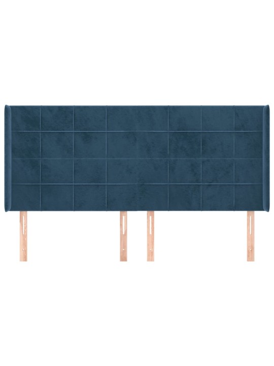 Čelo postele typu ušák tmavě modrá 203x16x118/128 cm samet
