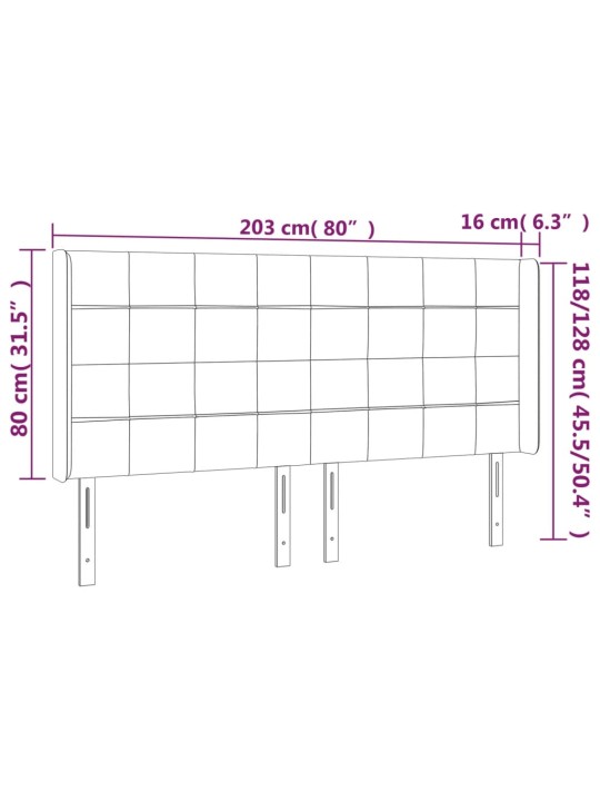 Čelo postele typu ušák tmavě modrá 203x16x118/128 cm samet