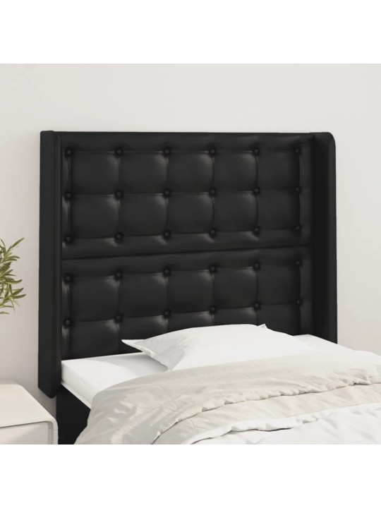 Čelo postele typu ušák černé 83x16x118/128 cm umělá kůže