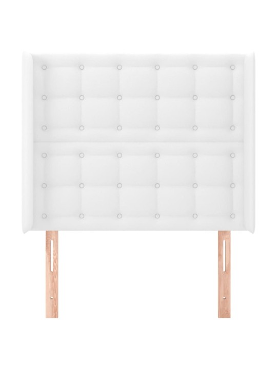 Čelo postele typu ušák bílé 83x16x118/128 cm umělá kůže