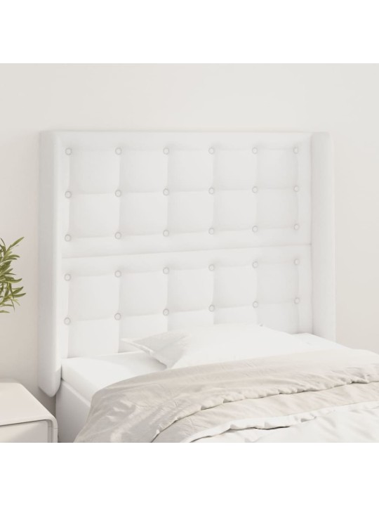 Čelo postele typu ušák bílé 83x16x118/128 cm umělá kůže
