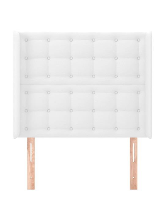 Čelo postele typu ušák bílé 103x16x118/128 cm umělá kůže