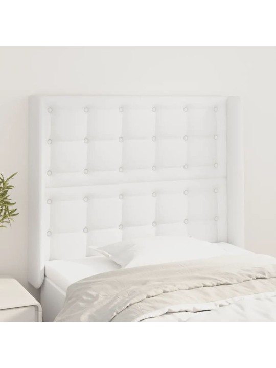 Čelo postele typu ušák bílé 103x16x118/128 cm umělá kůže