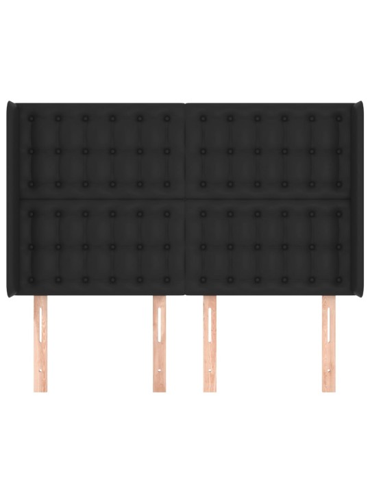 Čelo postele typu ušák černé 147x16x118/128 cm umělá kůže