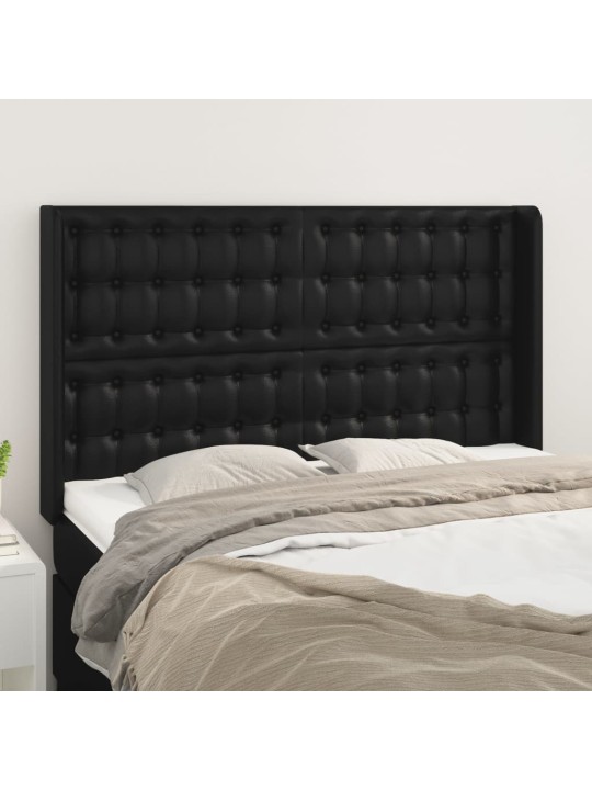 Čelo postele typu ušák černé 147x16x118/128 cm umělá kůže