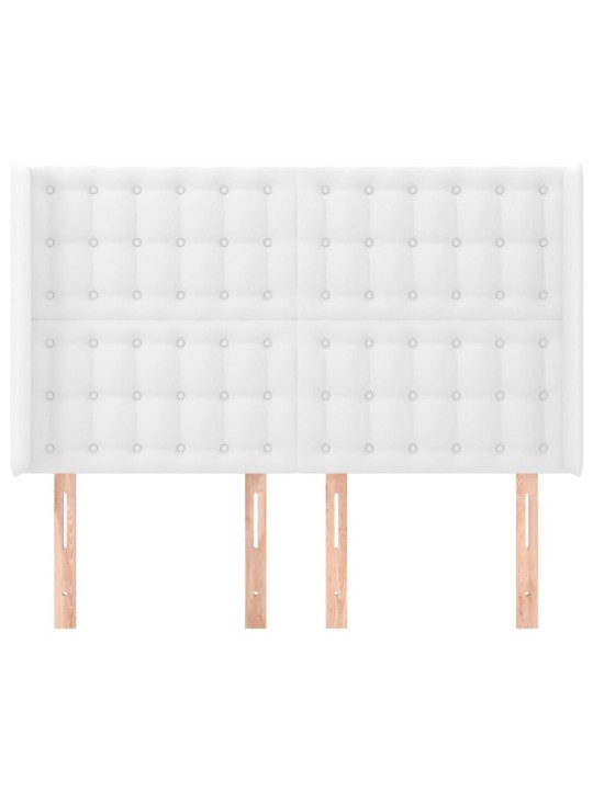 Čelo postele typu ušák bílé 147x16x118/128 cm umělá kůže