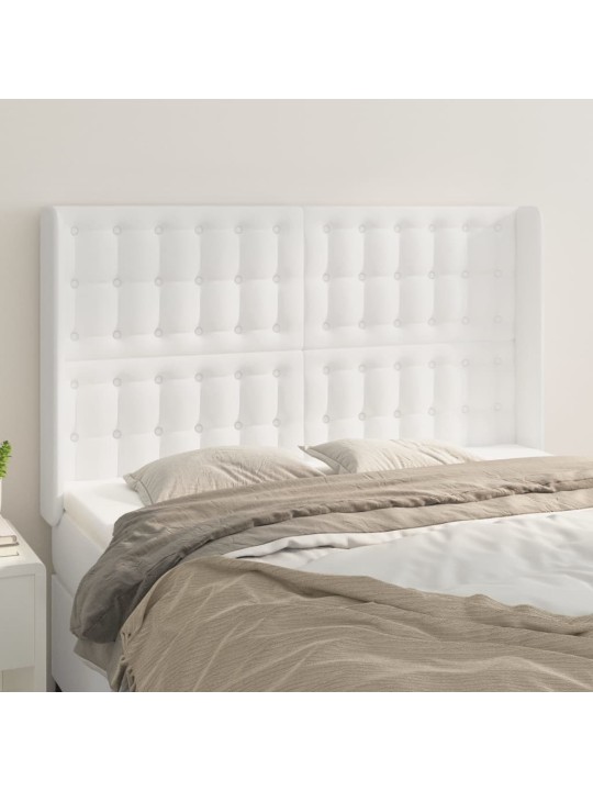 Čelo postele typu ušák bílé 147x16x118/128 cm umělá kůže