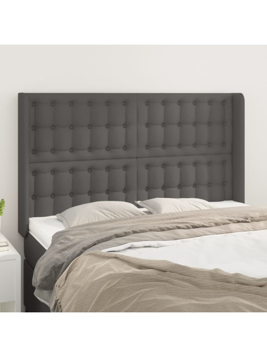 Čelo postele typu ušák šedé 147x16x118/128 cm umělá kůže