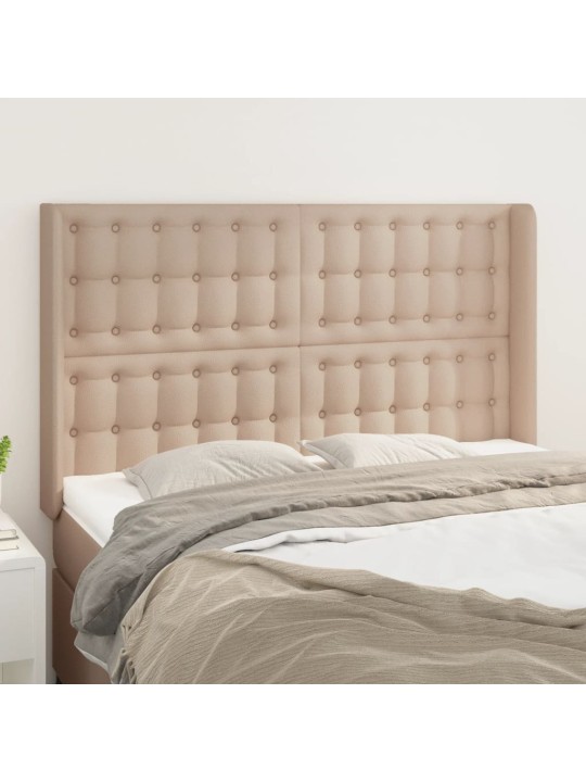 Čelo postele typu ušák cappuccino 147x16x118/128 cm umělá kůže