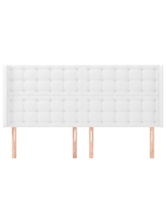 Čelo postele typu ušák bílé 163x16x118/128 cm umělá kůže