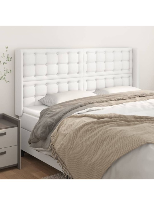 Čelo postele typu ušák bílé 163x16x118/128 cm umělá kůže