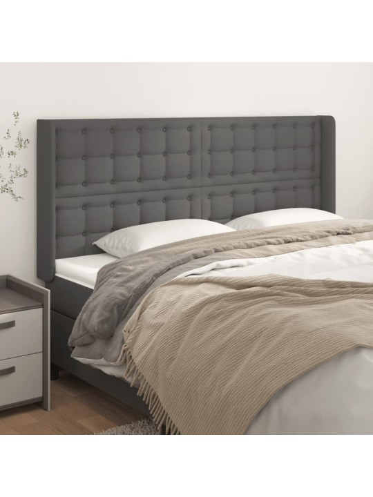 Čelo postele typu ušák šedé 163x16x118/128 cm umělá kůže