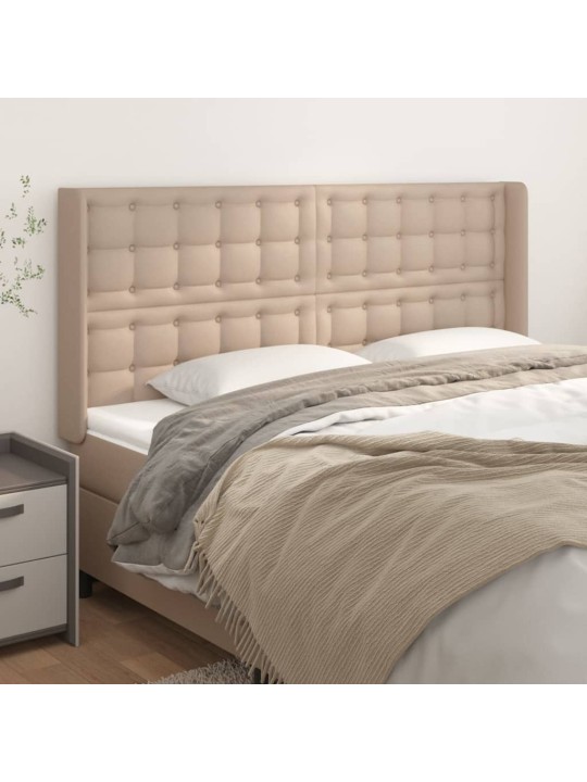 Čelo postele typu ušák cappuccino 183x16x118/128 cm umělá kůže