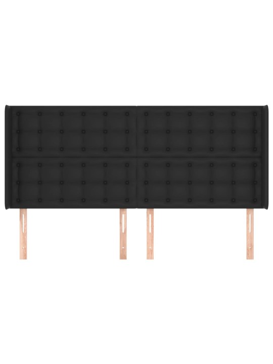Čelo postele typu ušák černé 203x16x118/128 cm umělá kůže