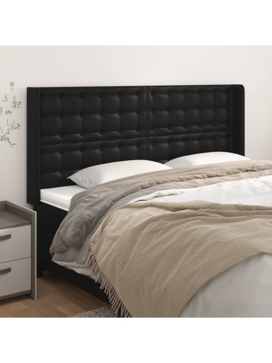 Čelo postele typu ušák černé 203x16x118/128 cm umělá kůže