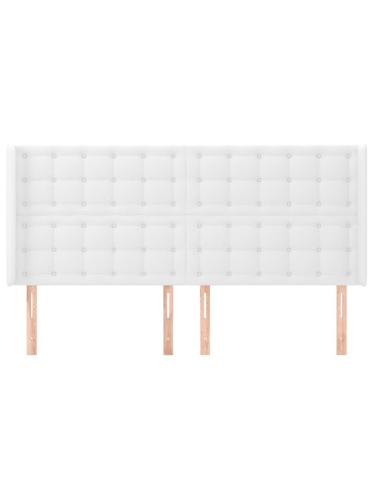 Čelo postele typu ušák bílé 203x16x118/128 cm umělá kůže