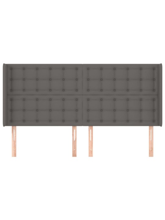 Čelo postele typu ušák šedé 203x16x118/128 cm umělá kůže