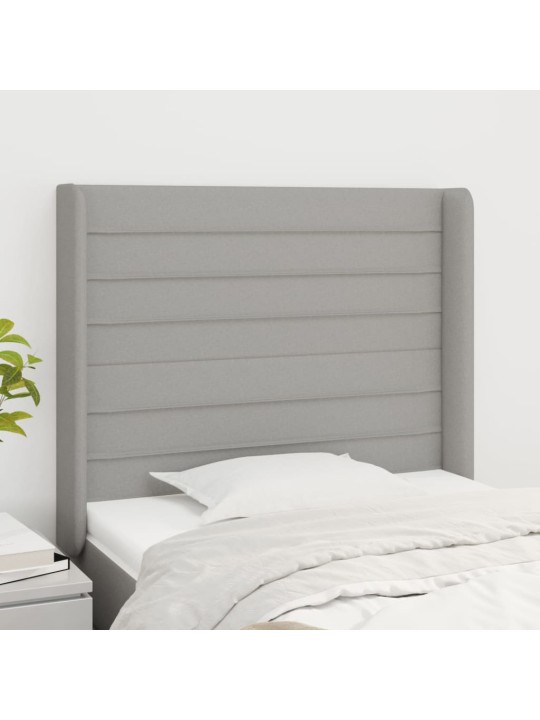 Čelo postele typu ušák světle šedé 93x16x118/128 cm textil
