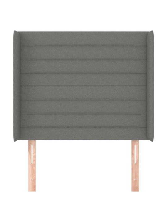 Čelo postele typu ušák tmavě šedé 93x16x118/128 cm textil