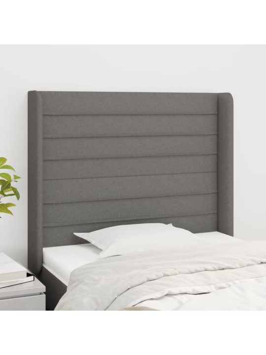 Čelo postele typu ušák tmavě šedé 93x16x118/128 cm textil