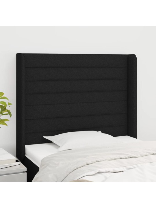 Čelo postele typu ušák černé 93x16x118/128 cm textil