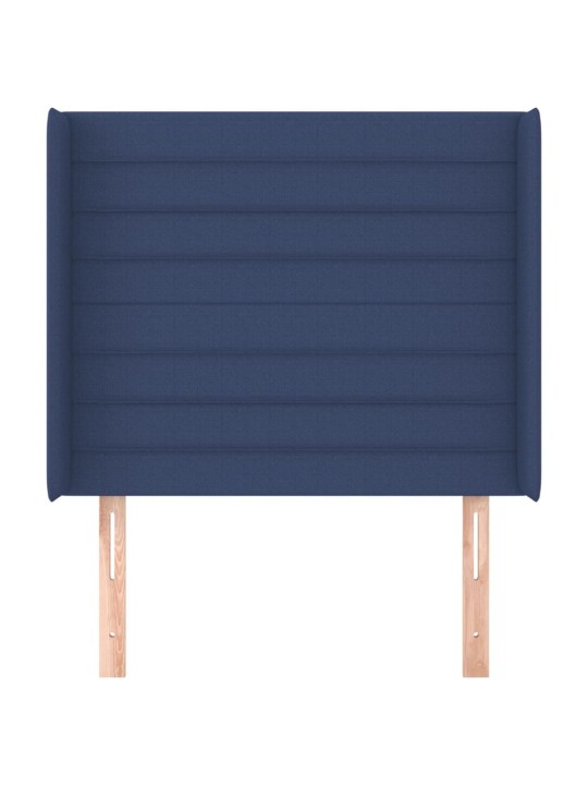 Čelo postele typu ušák modré 93x16x118/128 cm textil